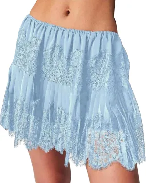Womens Y2k Lace Mini Skirts Summer Lightweight Low Rise Pleated Ruffle Hem Half Slip Skirt Trendy Flowy Short Skirt