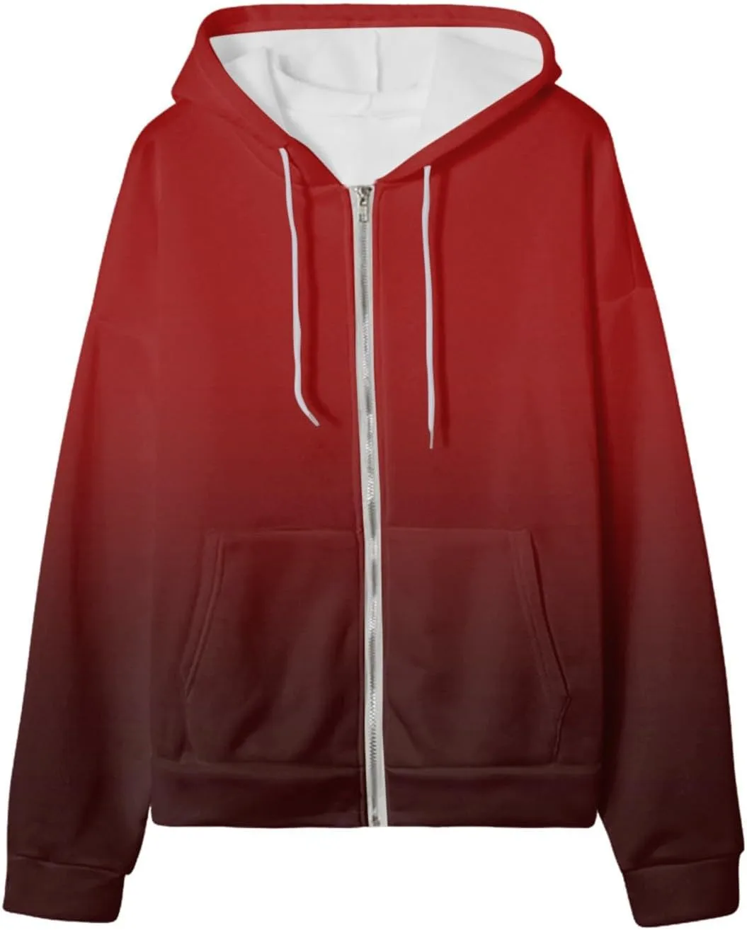 Womens Zip Up Hoodies Long Sleeve Drawstring Sport Sweatshirts Jacket Casual Fashion Jackets Fall Outfits