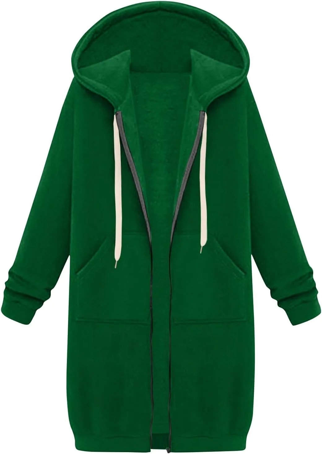 Women's Zip Up Long Hoodies Long Sleeve Drawstring Hooded Sweatshirts 2025 Fall Oversized Fleece Jackets with Pockets