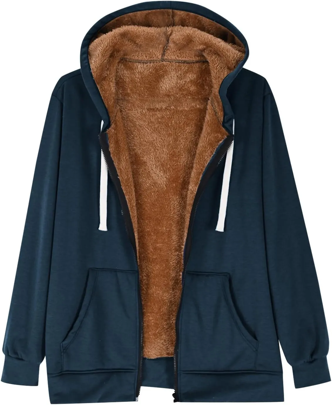 Womens Zipper Hoodies Warm Fleece Zip Jackets for Women Full Zip Up Sweatshirts Hoodie, Fleece Lined Jacket, Winter