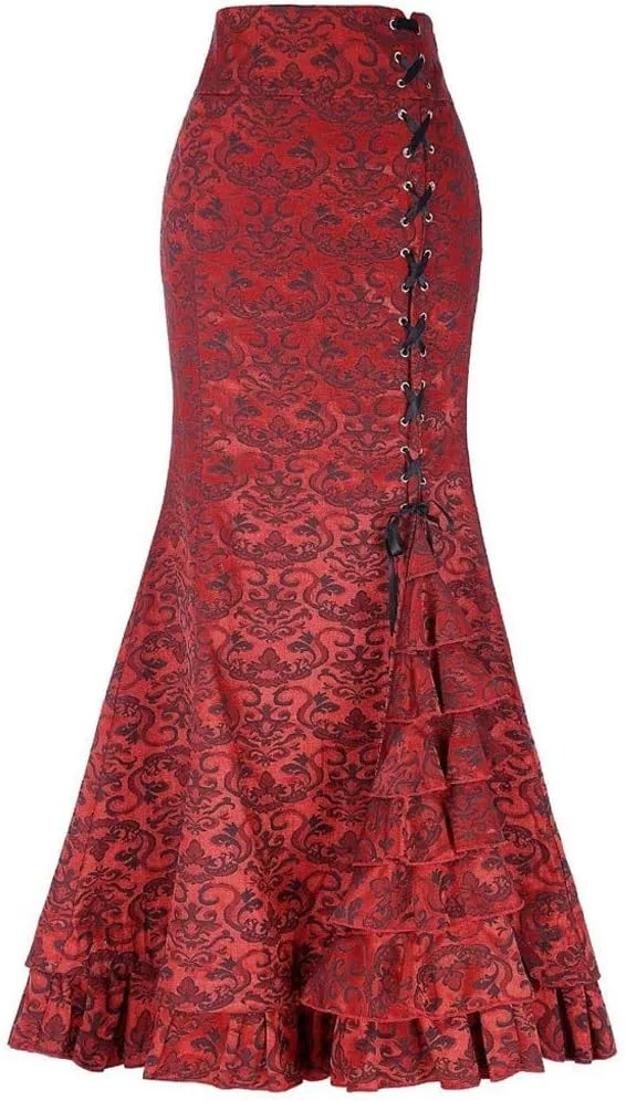 Workout Skirts for Womens Midi Skirts for Women's Casual Skirts Goth Contrast Mesh Asymmetrical Hem Maxi Skirt