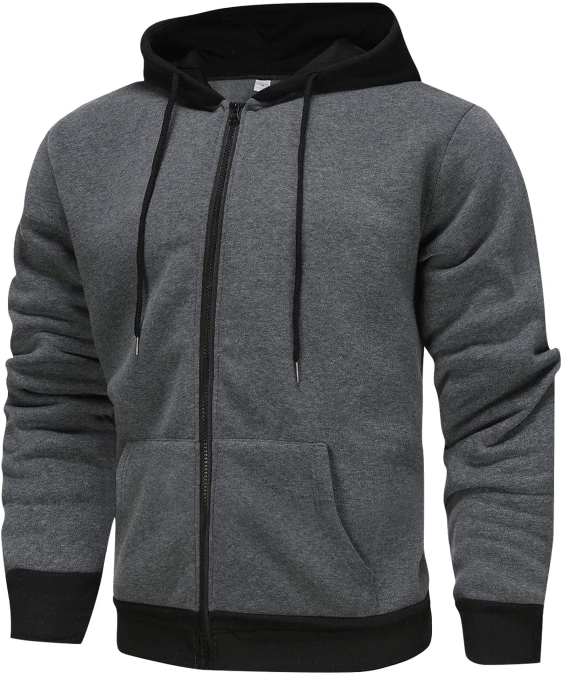 XIAXOGOOL Zip Up Hoodie Men Lightweight Fleece Lined Hoodies Drawstring Hooded Sweatshirt Workout Jacket With Pockets