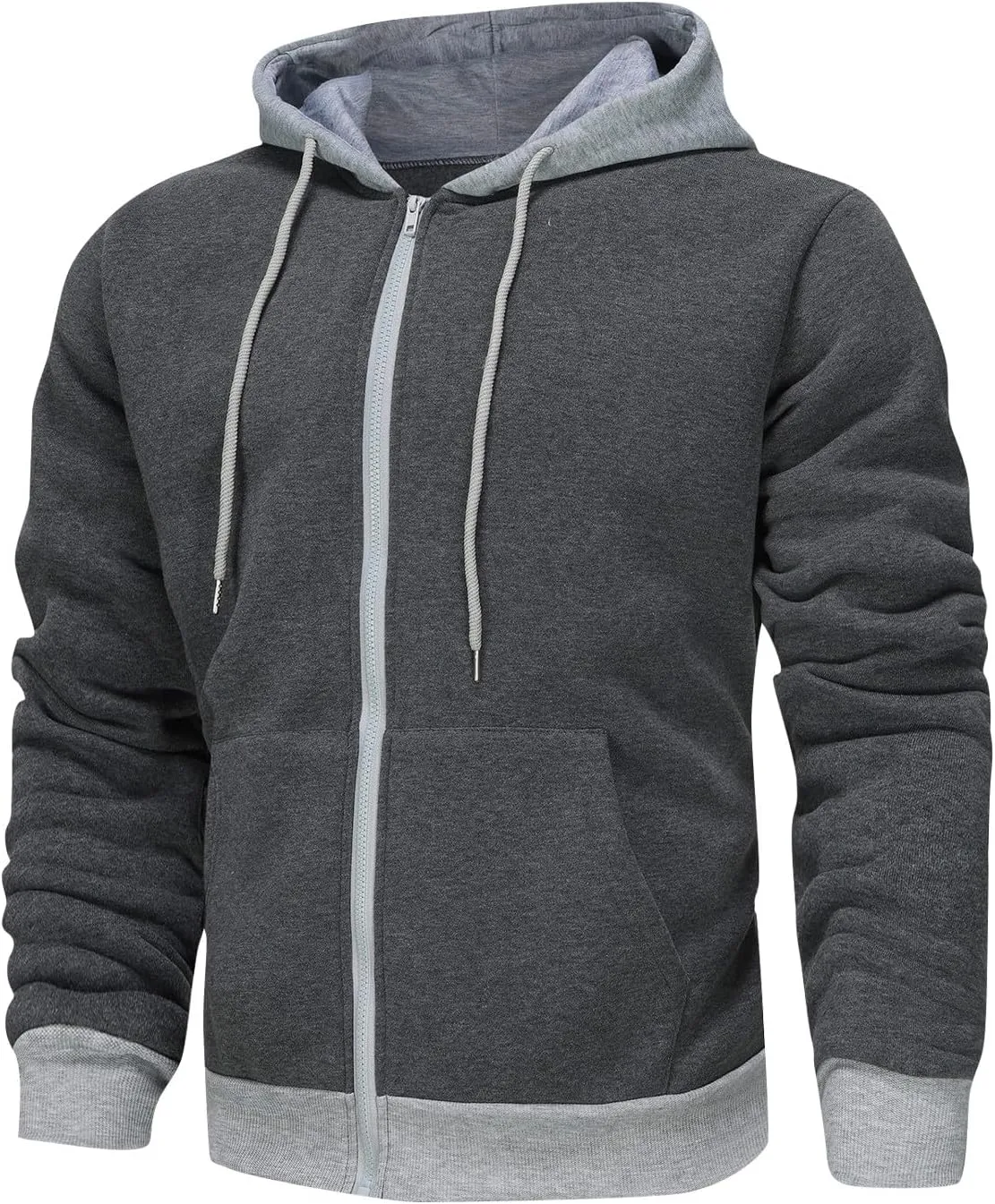 XIAXOGOOL Zip Up Hoodie Men Lightweight Fleece Lined Hoodies Drawstring Hooded Sweatshirt Workout Jacket With Pockets