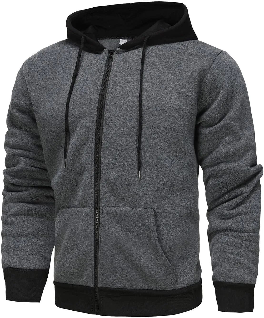 XIAXOGOOL Zip Up Hoodie Men Lightweight Fleece Lined Hoodies Drawstring Hooded Sweatshirt Workout Jacket With Pockets