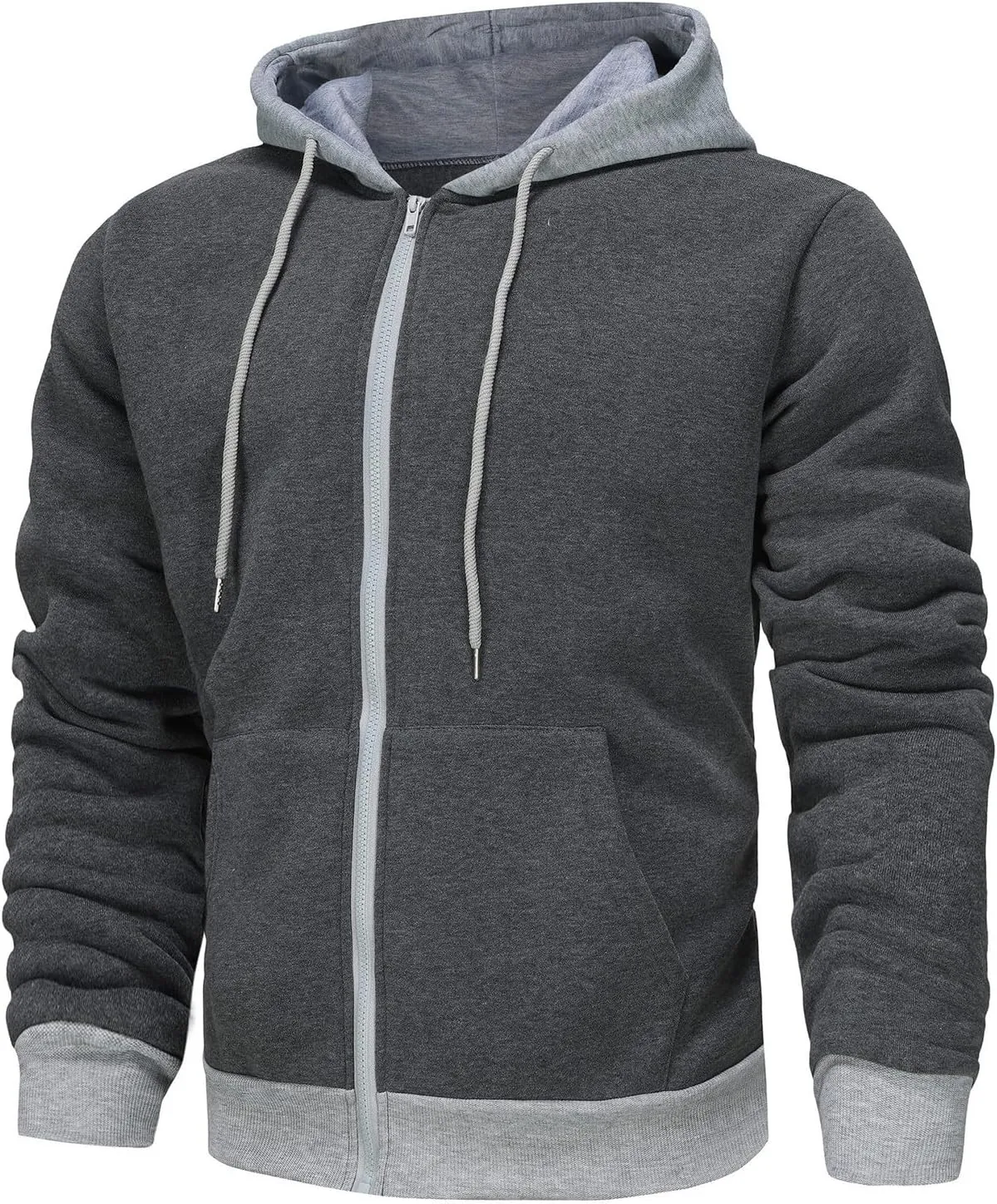 XIAXOGOOL Zip Up Hoodie Men Lightweight Fleece Lined Hoodies Drawstring Hooded Sweatshirt Workout Jacket With Pockets