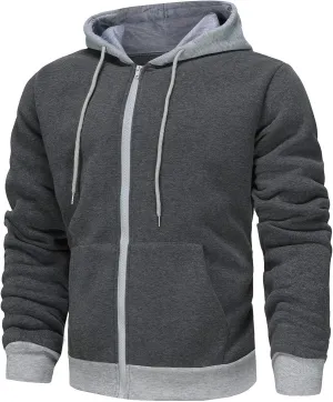 XIAXOGOOL Zip Up Hoodie Men Lightweight Fleece Lined Hoodies Drawstring Hooded Sweatshirt Workout Jacket With Pockets