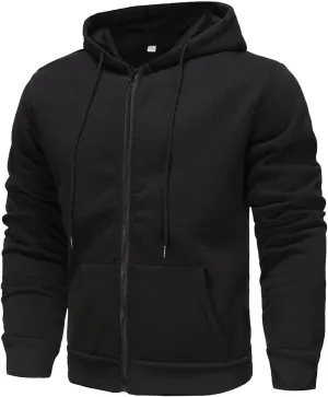 XIAXOGOOL Zip Up Hoodie Men Lightweight Fleece Lined Hoodies Drawstring Hooded Sweatshirt Workout Jacket With Pockets