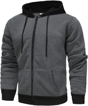XIAXOGOOL Zip Up Hoodie Men Lightweight Fleece Lined Hoodies Drawstring Hooded Sweatshirt Workout Jacket With Pockets