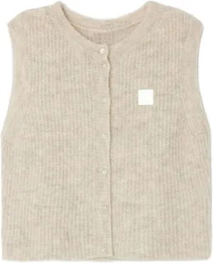 Y2k Girls Summer Knitted Vest Women Knitted Sweater Vest Sleeveless Button Down Ribbed Knit Cardigan Tank Top