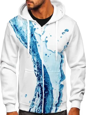 Ymosrh Men's Hoodies Zip Up Fashion Casual Zipper Gradient Tie-Dye Print With Hooded Sweatshirt Jacket Hoodies, XL-6XL