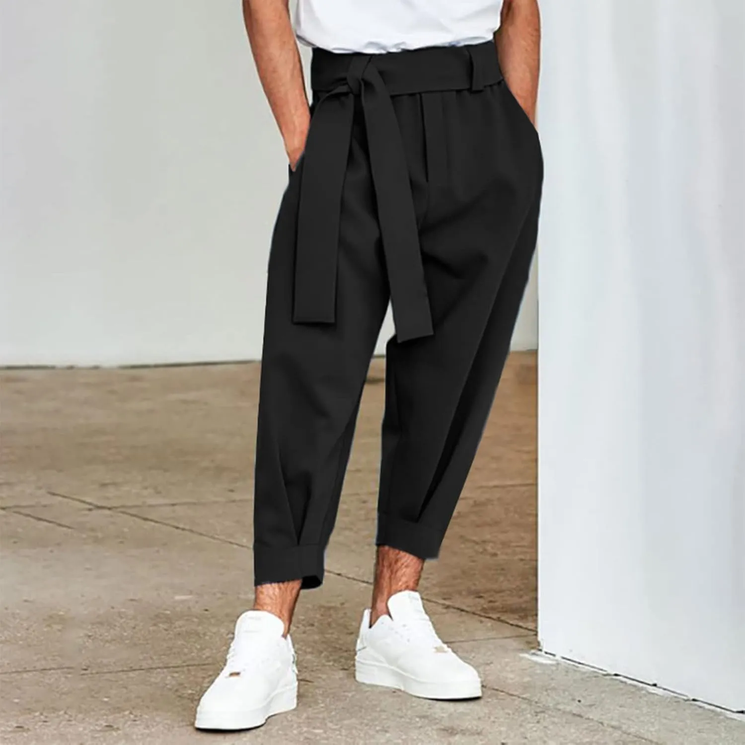 Ymosrh Men's Pants Cropped Slim Fit Dress Pants Tapered Ankle Casual Dress Pants Suit Men's, S-3XL