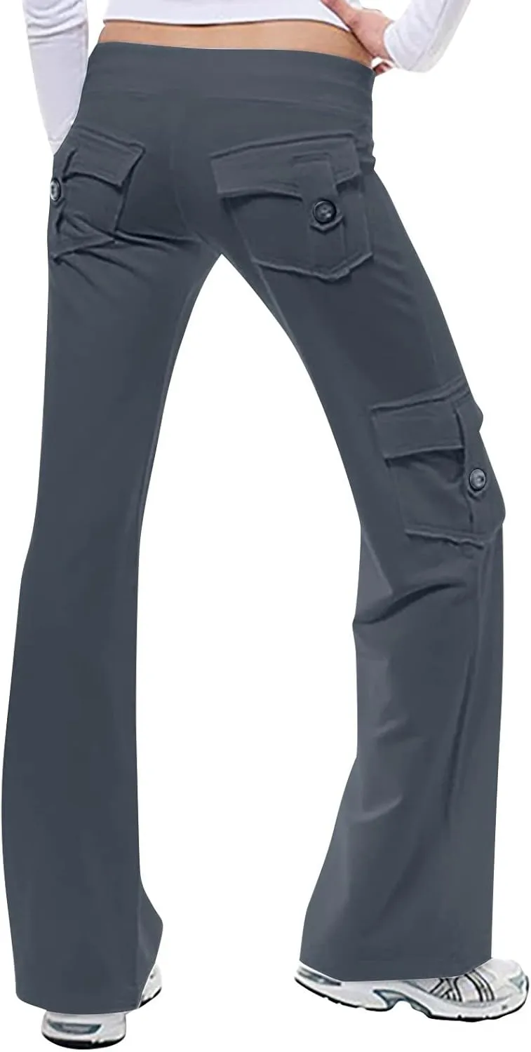 Yoga Flare Leggings for Women High Waisted Yoga Casual Pants Workout Leggings Cargo with Pockets Bootcut Yoga Pants