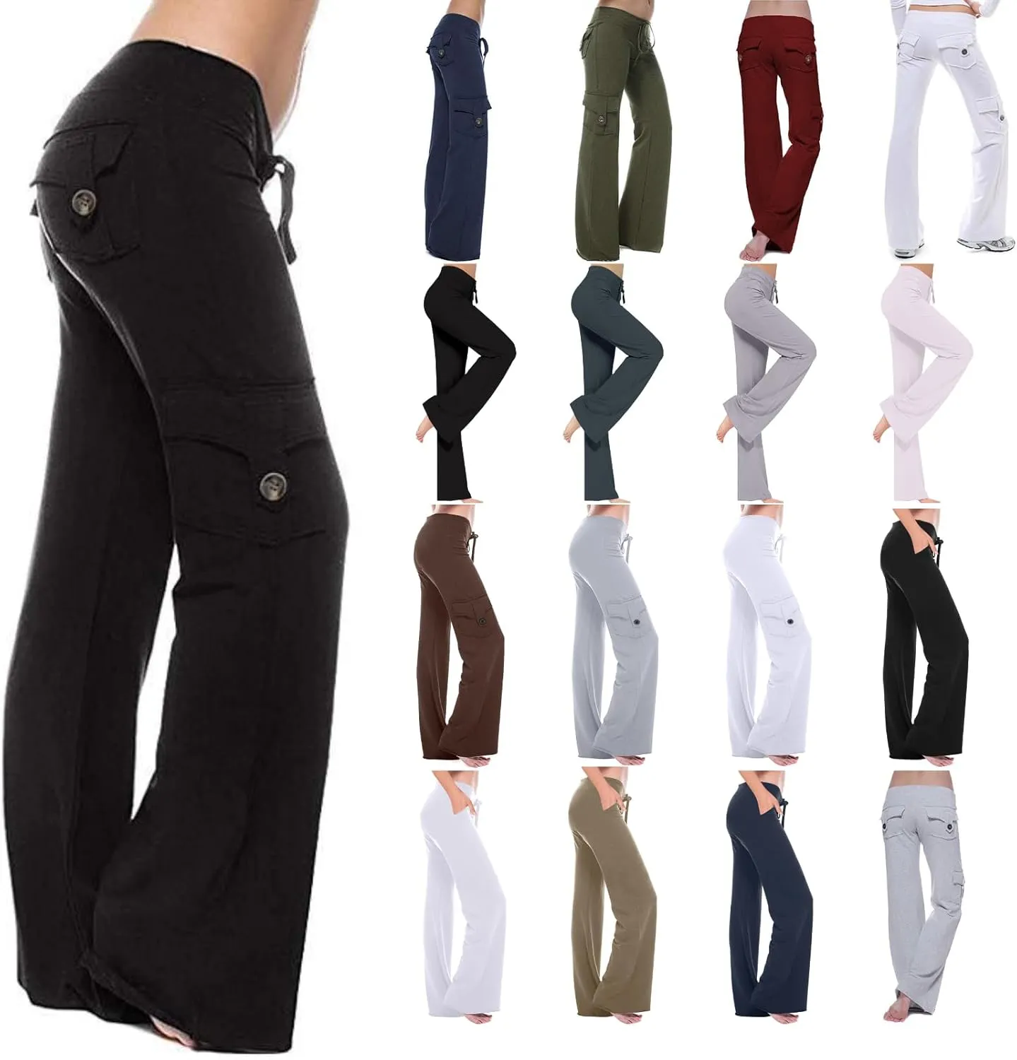 Yoga Flare Leggings for Women High Waisted Yoga Casual Pants Workout Leggings Cargo with Pockets Bootcut Yoga Pants