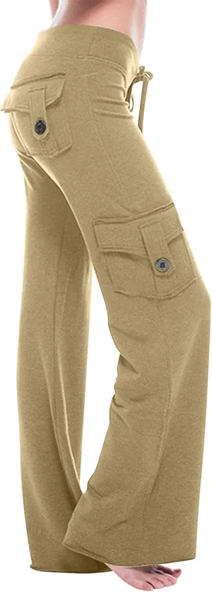 Yoga Flare Leggings for Women High Waisted Yoga Casual Pants Workout Leggings Cargo with Pockets Bootcut Yoga Pants