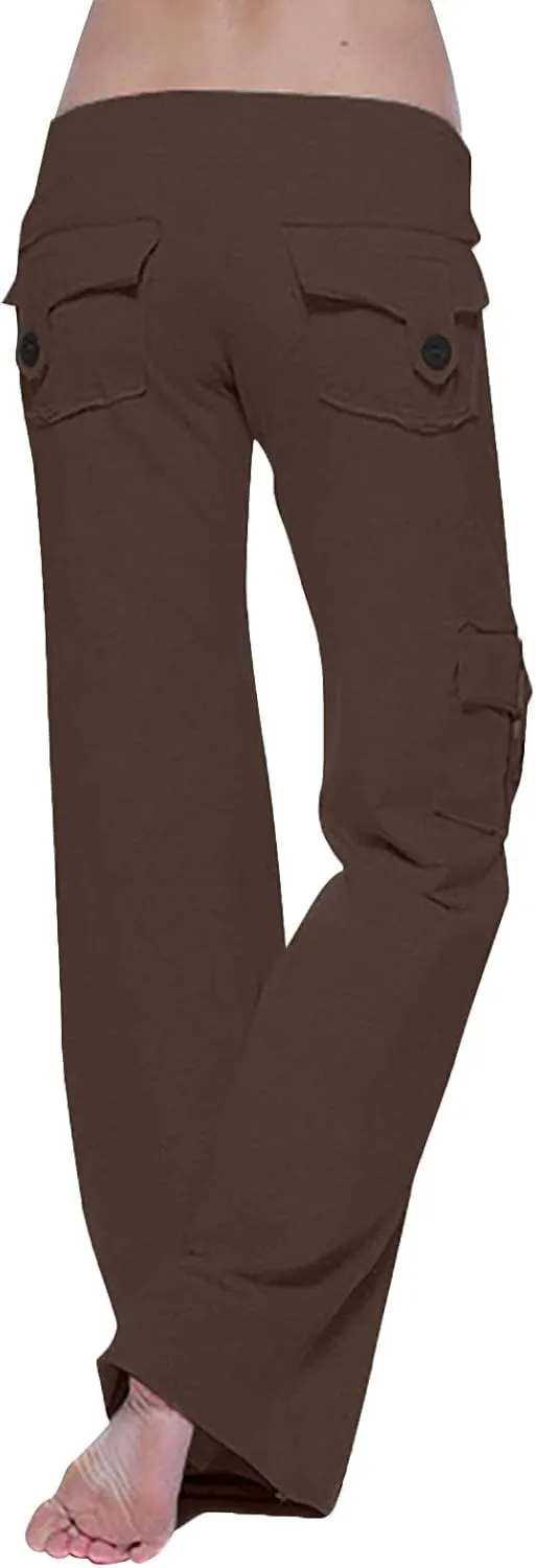 Yoga Flare Leggings for Women High Waisted Yoga Casual Pants Workout Leggings Cargo with Pockets Bootcut Yoga Pants