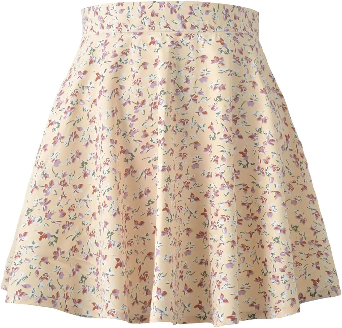 YOLAI Women Floral Printed High Waist Mini Skirt Zipper A-Line Short Skirt Summer Beach Skater Skirt