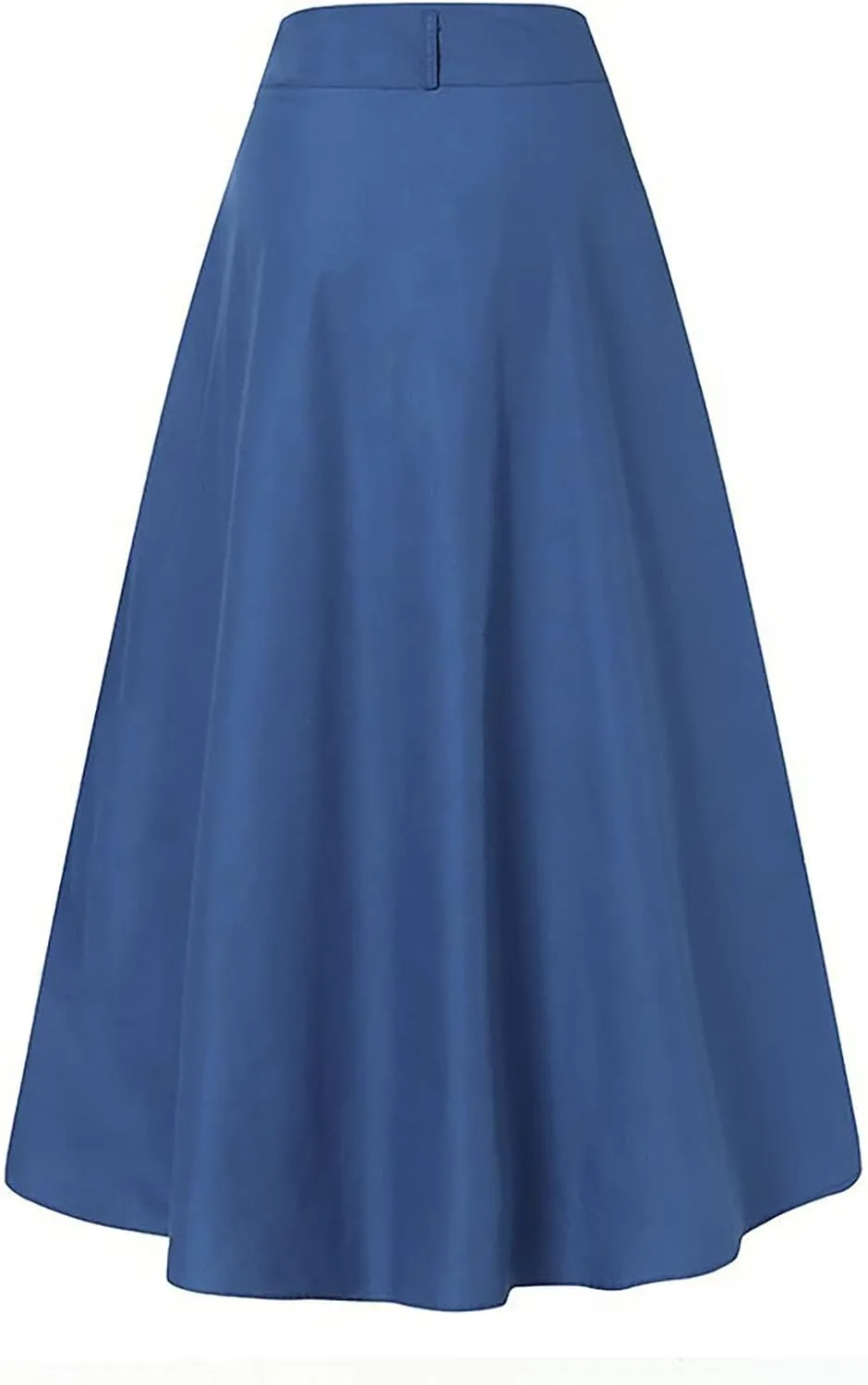YOLAI Women's Casual Button Down Pleated Skirt Solid Color Maxi Skirt A Line High Waist Skirt with Pocket