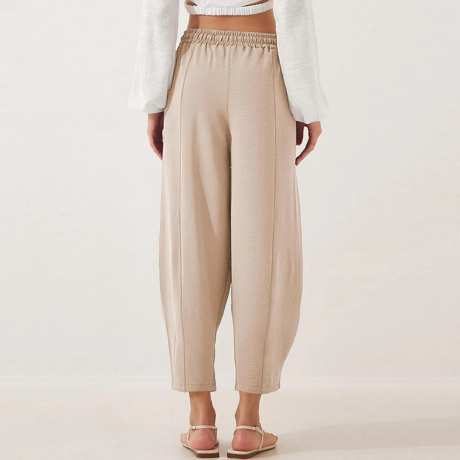 ZEFOTIM Womens Wide Leg Dress Pants Drawstring High Waisted Trousers Solid Color Dress Pants with Pocket