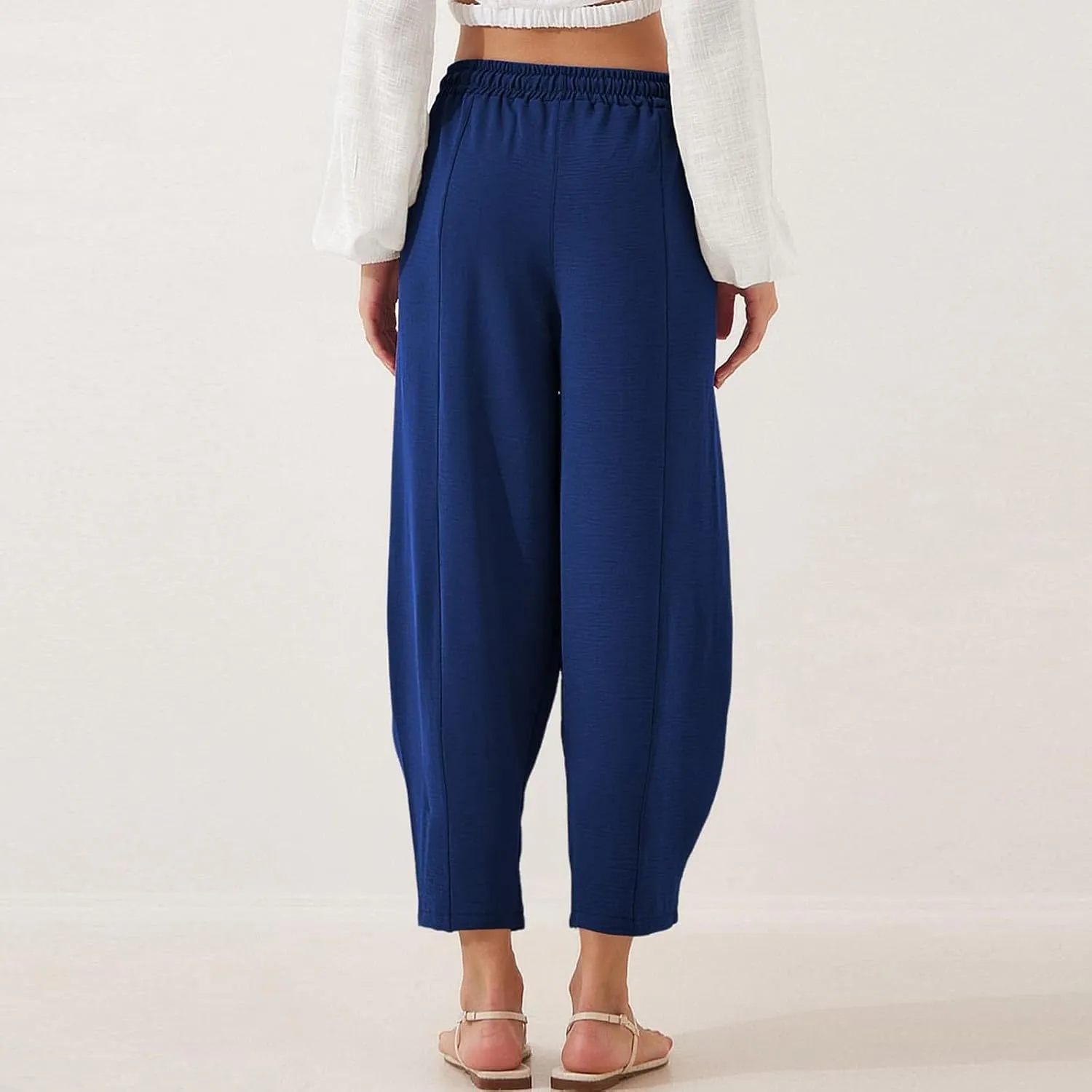 ZEFOTIM Womens Wide Leg Dress Pants Drawstring High Waisted Trousers Solid Color Dress Pants with Pocket