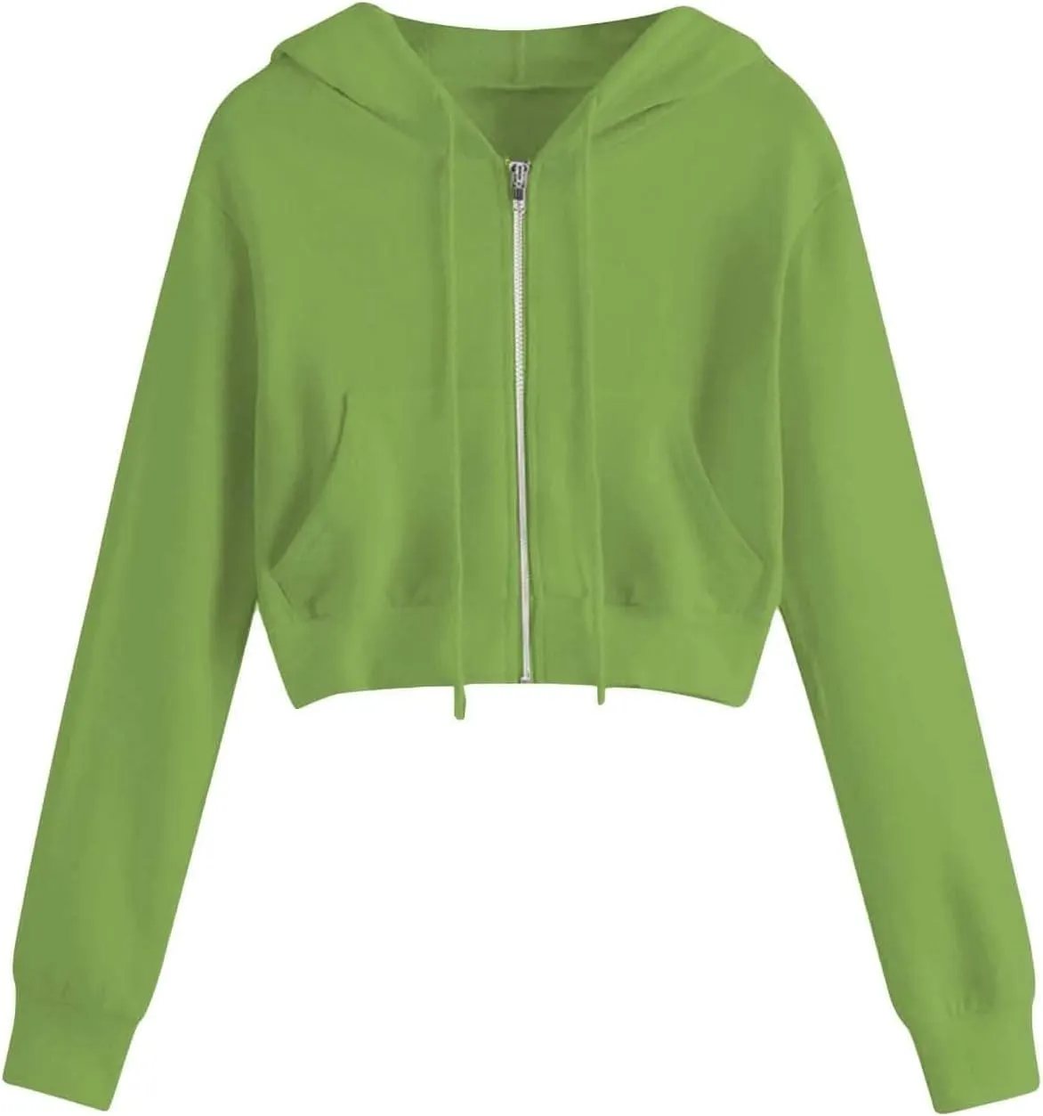 Zip Up Hoodie Women 2024 Long Sleeve Cropped Sweatshirts for Teen Girls Y2K Jacket with Pockets Fall Fashion Clothes