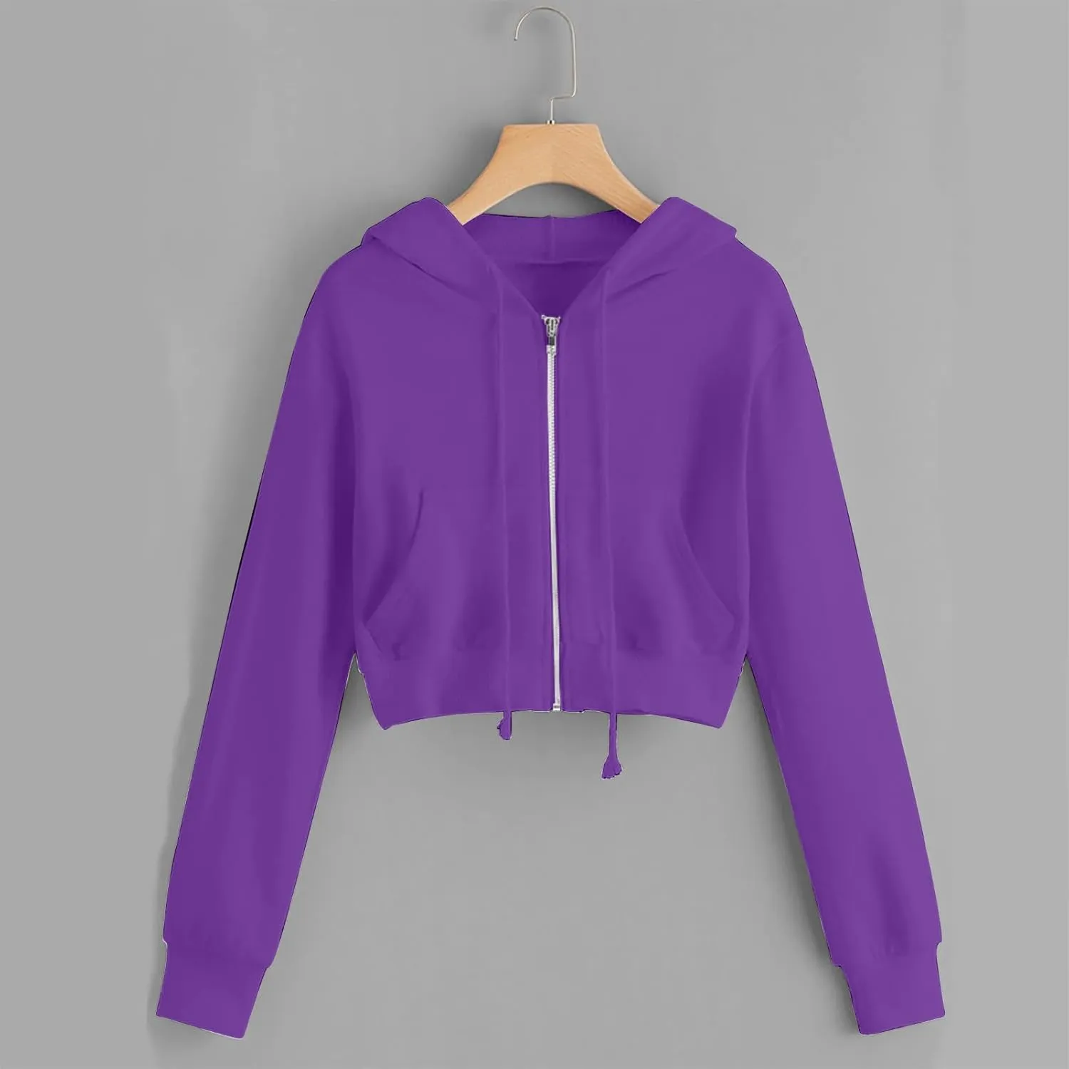 Zip Up Hoodie Women Hoodies for Teen Girls Crop Long Sleeve Sweatshirt Trendy Y2K Crop Tops Jacket with Pocket
