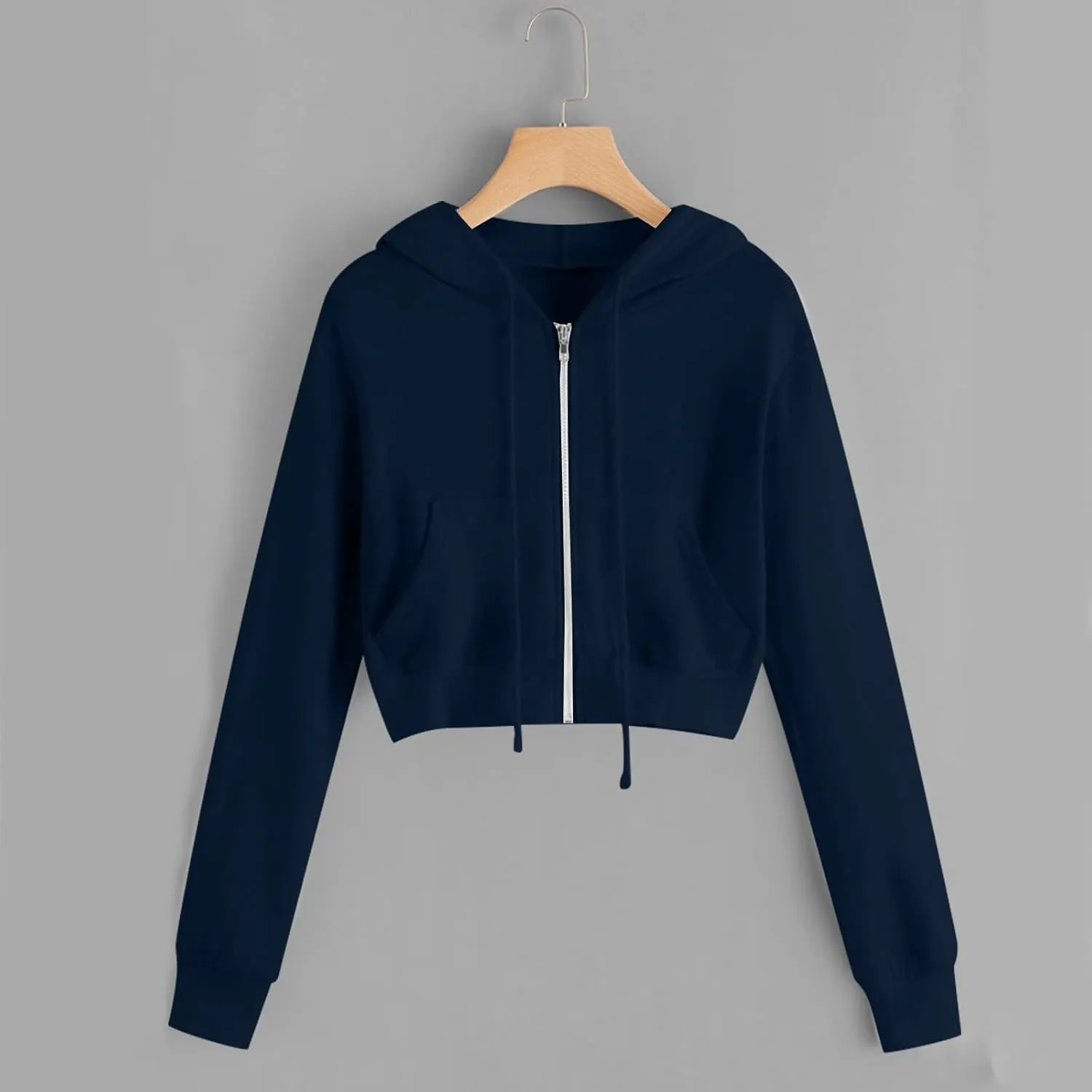 Zip Up Hoodie Women Hoodies for Teen Girls Crop Long Sleeve Sweatshirt Trendy Y2K Crop Tops Jacket with Pocket