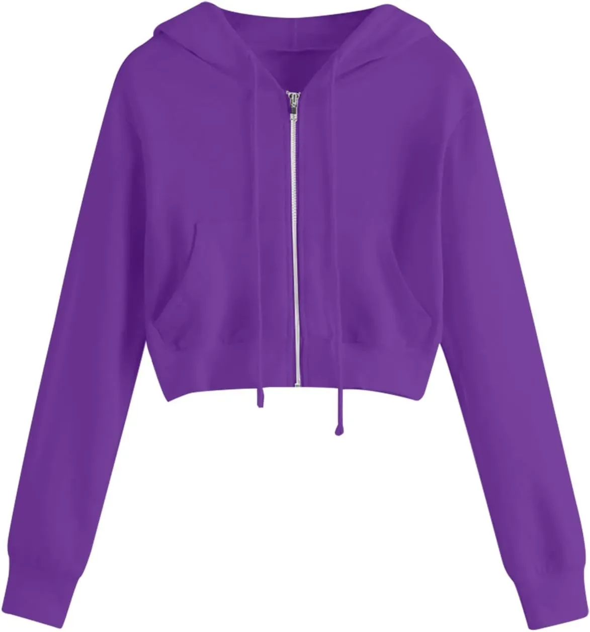 Zip Up Hoodie Women Hoodies for Teen Girls Crop Long Sleeve Sweatshirt Trendy Y2K Crop Tops Jacket with Pocket
