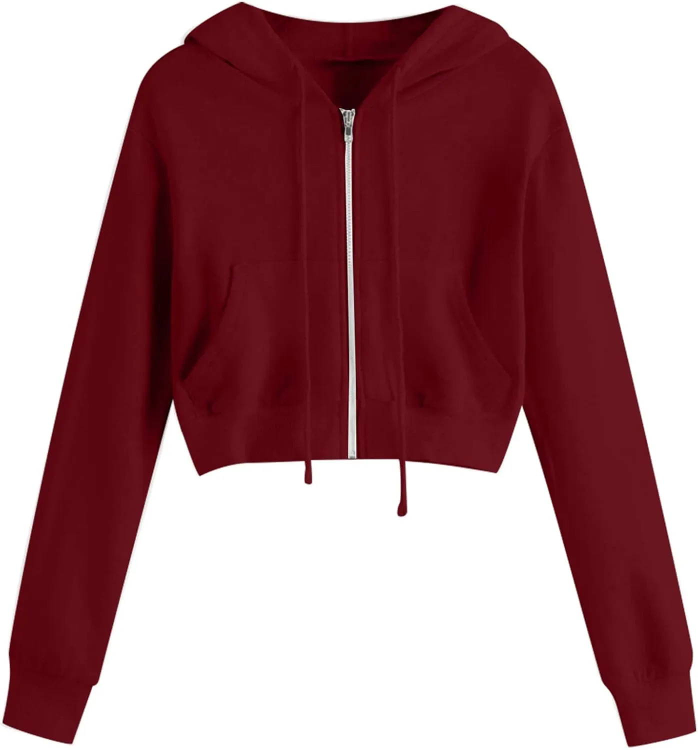 Zip Up Hoodie Women Hoodies for Teen Girls Crop Long Sleeve Sweatshirt Trendy Y2K Crop Tops Jacket with Pocket