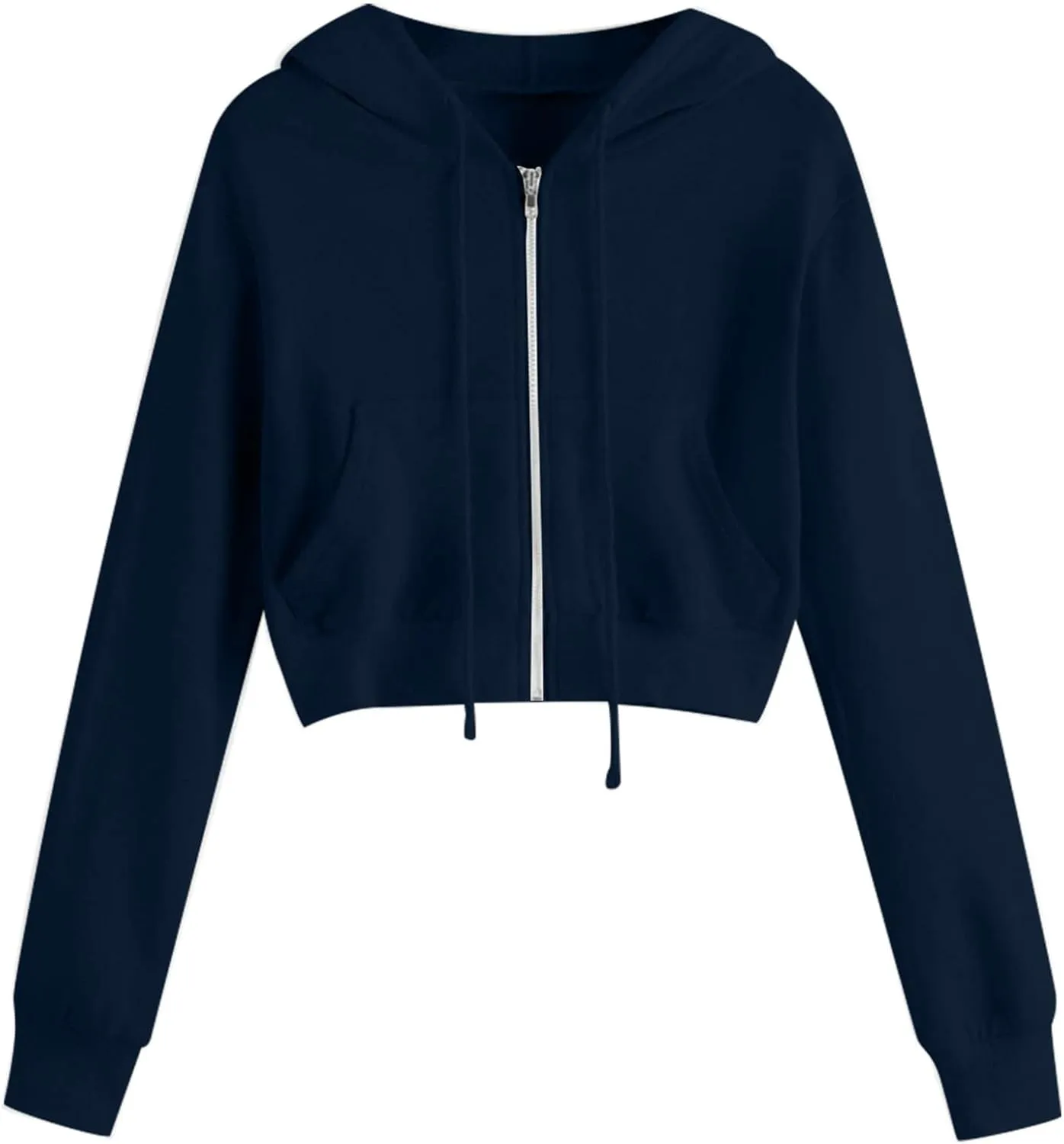 Zip Up Hoodie Women Hoodies for Teen Girls Crop Long Sleeve Sweatshirt Trendy Y2K Crop Tops Jacket with Pocket