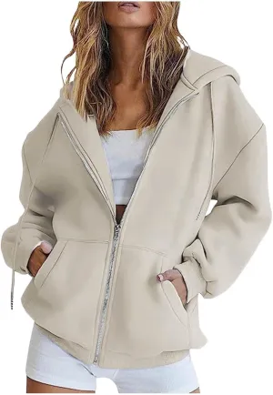 Zip Up Hoodie Women Women's Full Zip Up Hoodie Long Sleeve Hooded Sweatshirts Pockets Jacket Coat for Women