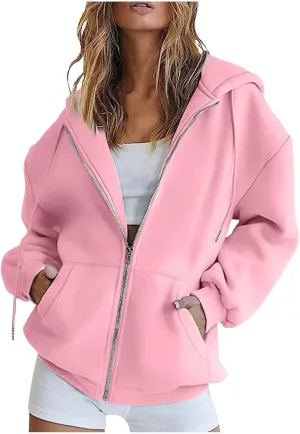 Zip Up Hoodie Women Women's Full Zip Up Hoodie Long Sleeve Hooded Sweatshirts Pockets Jacket Coat for Women