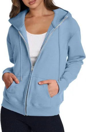 Zip Up Hoodies for Women 2024 Fall Winter Oversized Sweatshirt Fleece Lined Jacket Casual Warm Outfit with Pockets