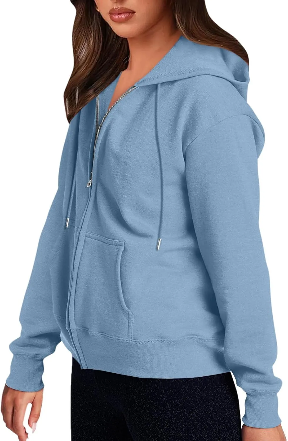 Zip Up Hoodies for Women 2024 Fall Winter Oversized Sweatshirt Fleece Lined Jacket Casual Warm Outfit with Pockets