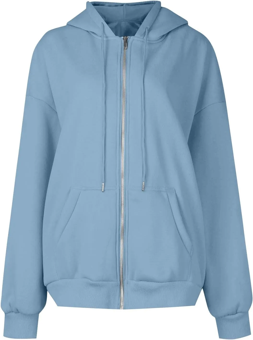 Zip Up Hoodies for Women 2024 Fall Winter Oversized Sweatshirt Fleece Lined Jacket Casual Warm Outfit with Pockets