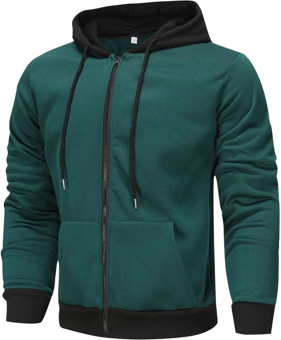 Zip Up Jacket Hoodie for Men Slim Fit Lightweight Hoodie With Pocket Long Sleeve Full-Zip Hooded Sweatshirt Jacket